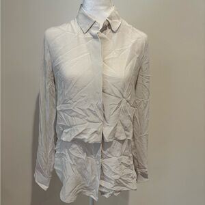 Dove Gray Silk Button-Up Blouse